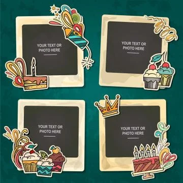 Collage of nice photo frame Stock Illustration