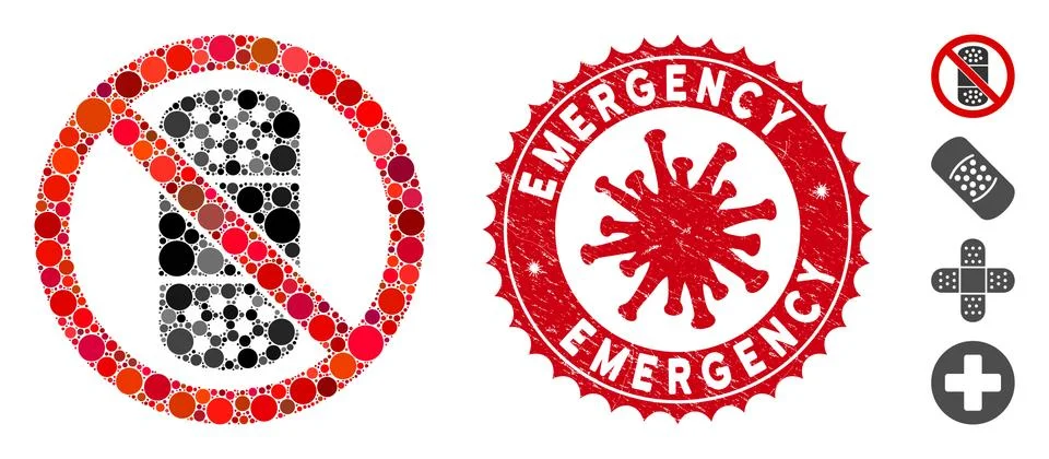Collage No Patch Icon with Coronavirus Grunge Emergency Stamp Stock Illustration