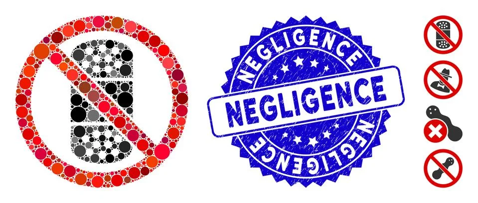 Collage No Patch Icon with Grunge Negligence Seal Stock Illustration