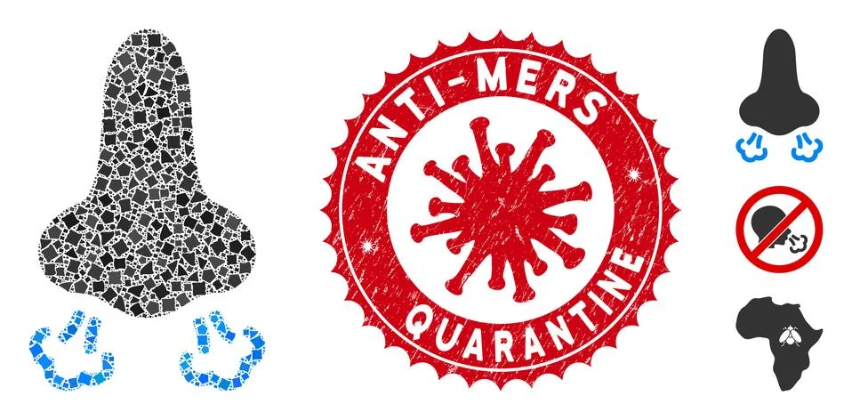 Collage Nose Breath Icon of Bumpy Elements with Coronavirus Distress Anti-Mers Stockillustratie