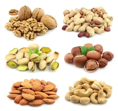 Collage of nuts Stock Photos