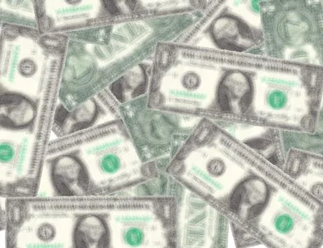 Collage of one dollar bills form a background, wallpaper graphic Stock Illustration