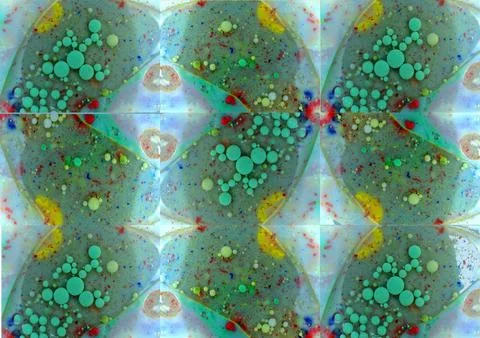 Collage of one photo, soap bubbles on a green background. Stock Illustration