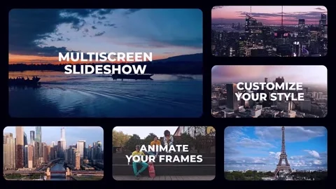 Collage Opener Multiscreen Slideshow After Effects stock