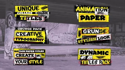 Collage Paper Titles After Effects stock