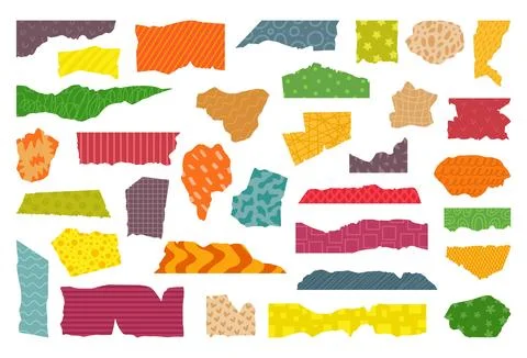 Collage papers sheets. Decorative paper with different designs. Isolated Stockillustratie