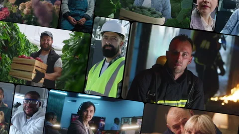 Collage of People From Various Occupations Stock Footage 321138299