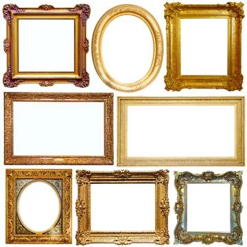 Collage of picture frames isolated on white Stock-Fotos
