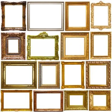 Collage of picture frames isolated on white Stock-Fotos