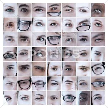 Collage of pictures with eyes Stock Photos