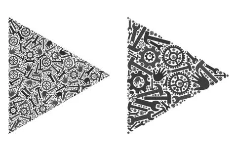 Collage Play Function Icons of Service Tools Ilustración de archivo