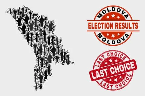 Collage of Poll Moldova Map and Grunge Last Choice Stamp Seal Stock Illustration