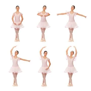 Collage of the positions of classical ballet Stock Photos