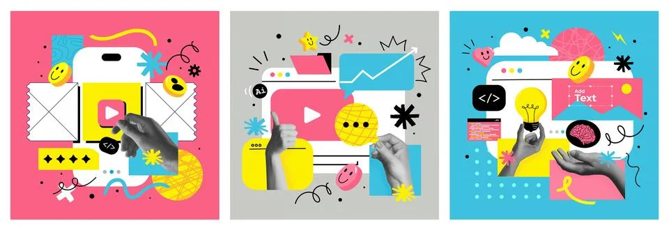 Collage poster design - App Development Stock Illustration