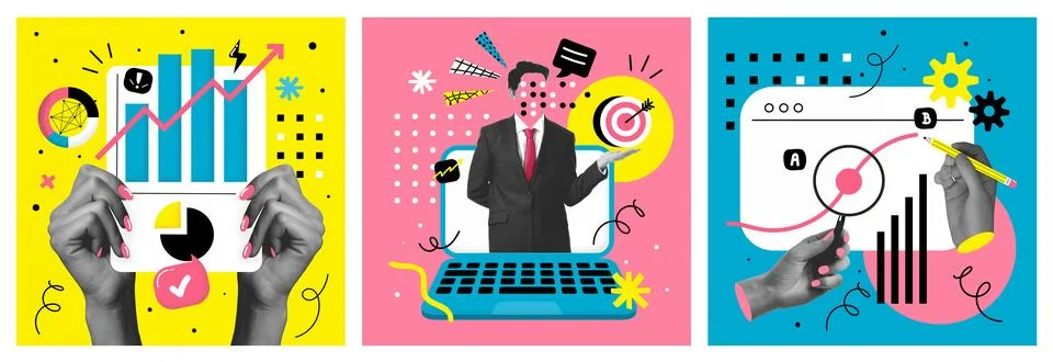 Collage poster design - Data Analysis Stock Illustration