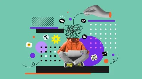 Collage poster design - Digital Solution Illustrazione stock