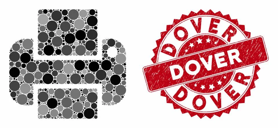 Collage Printer with Scratched Dover Stamp 库存插图