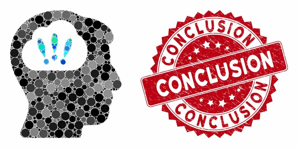 Collage Problem Brainstorm with Scratched Conclusion Seal イラスト素材