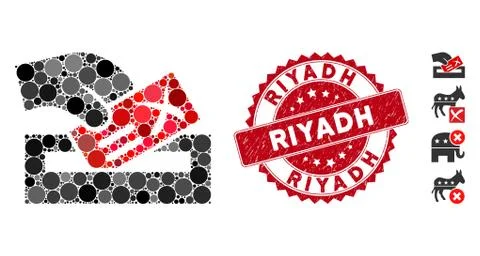 Collage Protest Poll Icon with Grunge Riyadh Seal Stockillustratie