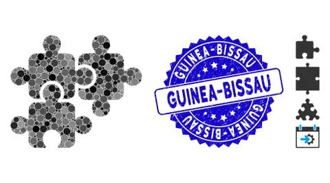 Collage Puzzle Elements Icon with Scratched Guinea-Bissau Stamp Stock Illustration