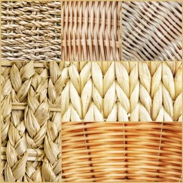 Collage of rectangles with different patterns of wicker texture. Foto stock