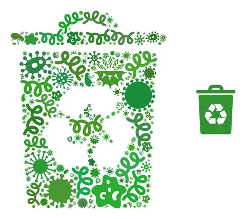 Collage Recycle Bin Icon of Infectious Microbes Illustrazione stock
