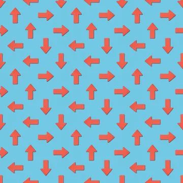 Collage red arrows different directions Stock Illustration