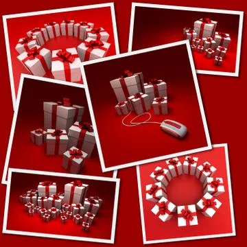 Collage of red gifts Stock Illustration
