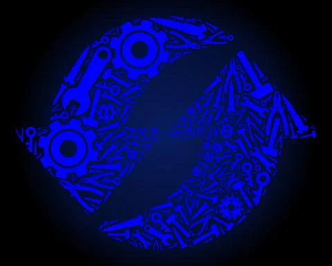 Collage Refresh of Service Tools in Blue Colors Stock Illustration