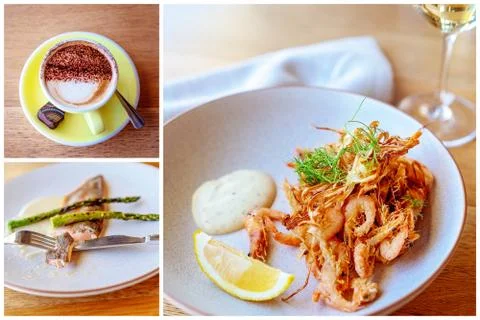 Collage Of A Restaurant Meal Stock Photos