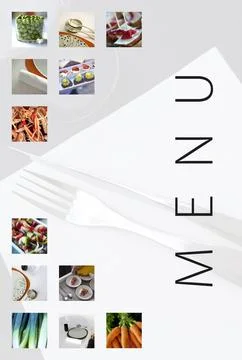 Collage on a restaurant menu Stock Photos