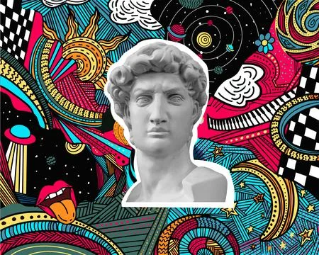 Collage of retro elements. Retro style. David poster. Stock Illustration