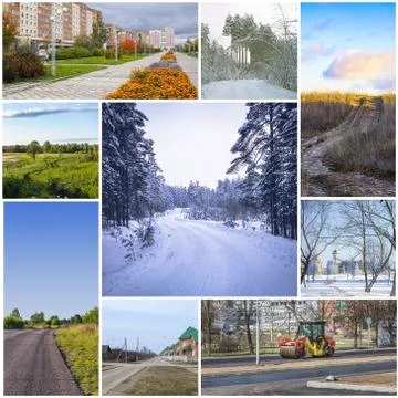 Collage with roads Stock Photos