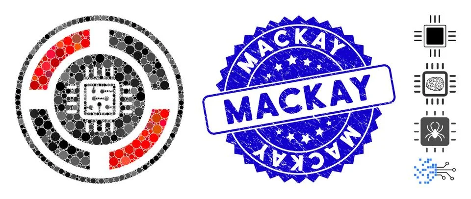 Collage Roulette Processor Icon with Grunge Mackay Seal Stock Illustration