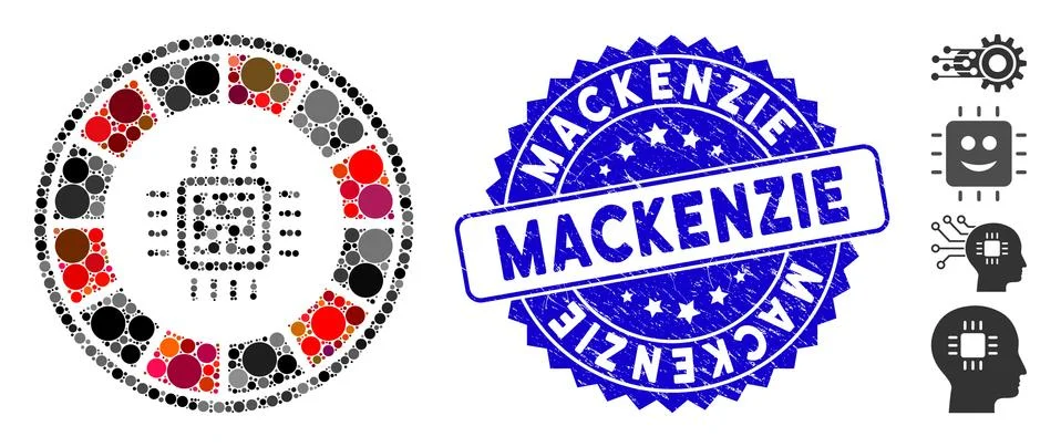 Collage Roulette Processor Icon with Textured Mackenzie Seal Stock Illustration
