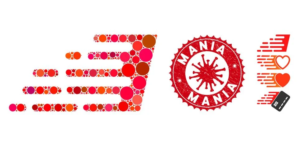 Collage Rush Effect Icon with Coronavirus Grunge Mania Seal Illustrazione stock