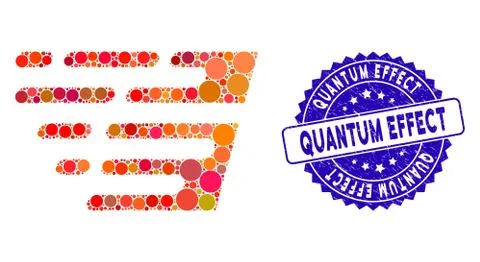 Collage Rush Effect Icon with Distress Quantum Effect Seal Illustrazione stock