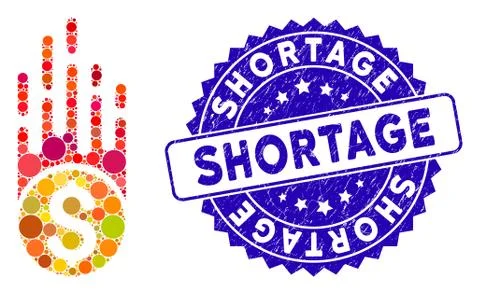 Collage Rush Falling Dollar Icon with Distress Shortage Stamp Stock Illustration