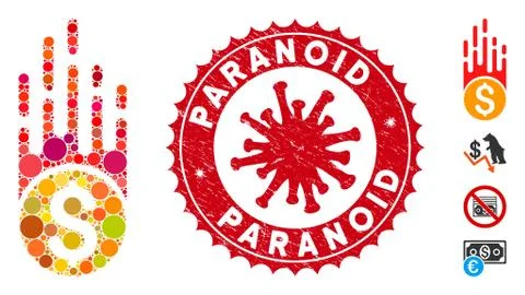 Collage Rush Falling Dollar Icon with Coronavirus Distress Paranoid Seal Illustrazione stock
