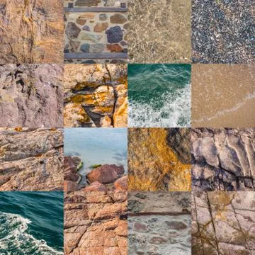 Collage of sea texture Stock Photos