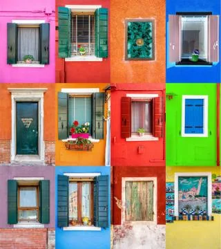 Collage set windows Stock Photos