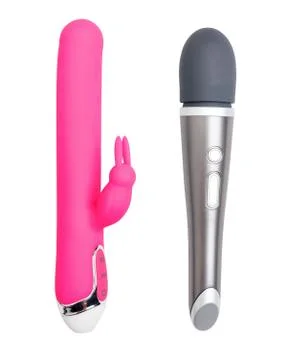 Collage of sex toys for adult, vibrator for clitoris stimulation. Stock Photos
