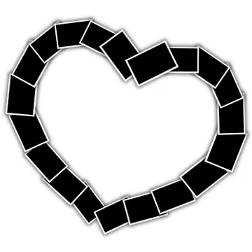 Collage in the shape of a heart, empty frames Stock Photos