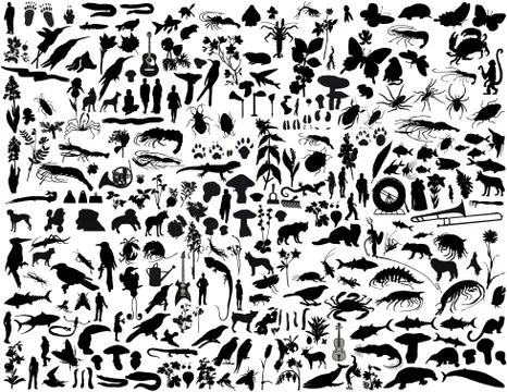 Collage silhouettes Stock Illustration