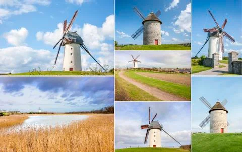 Collage of skerries windmills Stock Photos