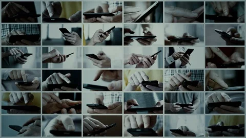 Collage of sliding and typing touch screen of smart phone or tablet computer Stock-Footage 112983126