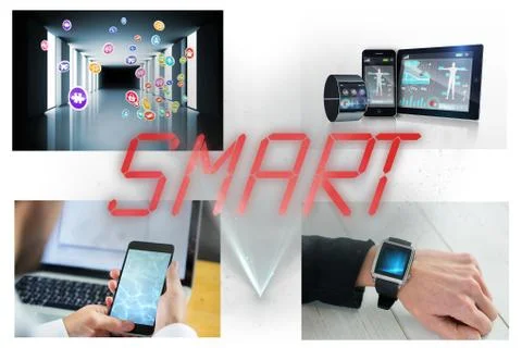 Collage of smart devices Stock Illustration