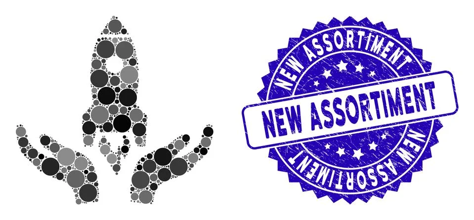 Collage Space Startup Support Hands Icon with Grunge New Assortiment Stamp Stockillustratie