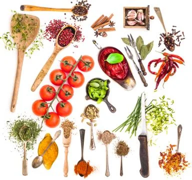 Collage of spices Stock Photos