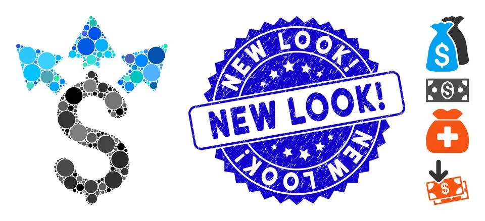 Collage Split Payment Icon with Grunge New Look! Seal Stock Illustration